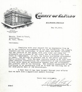 El Paso Court House Letter May 24,1924
