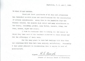 Magdalena School Letter April 7, 1922