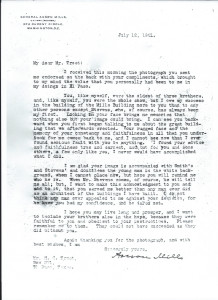 Mills Building Letter July 12, 1921